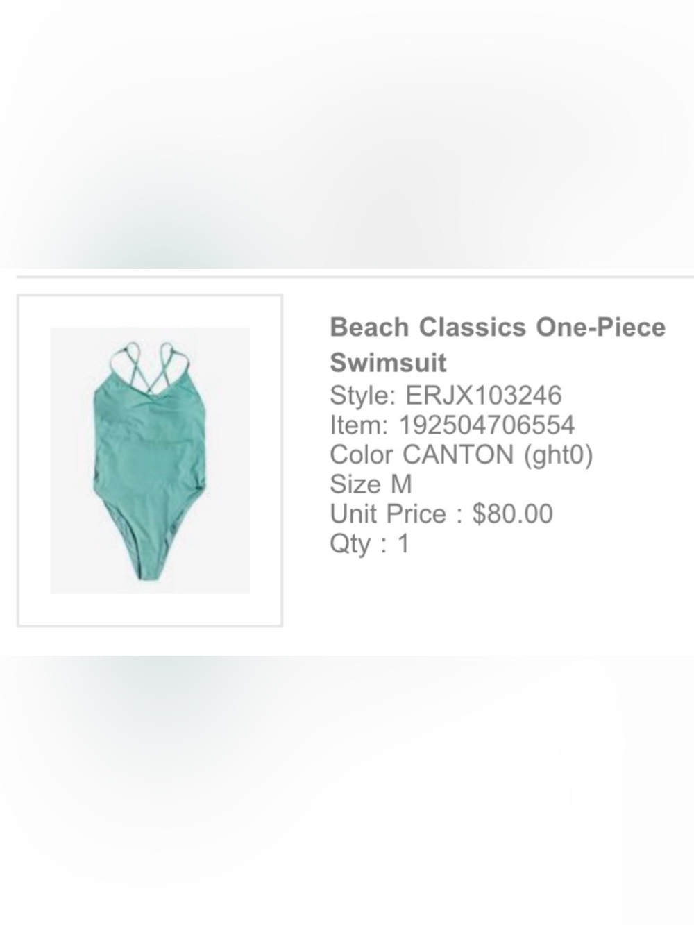 Roxy Light Green Double-Strap One-Piece Swimsuit
